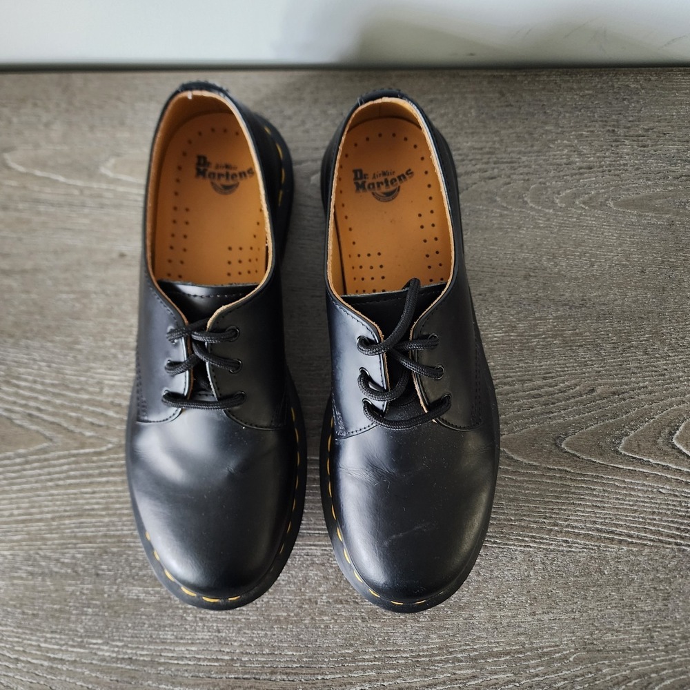 Dr Martens 1461 Black Smooth Leather Oxford Shoes US 9 Goth Punk Minimalist - Picture 3 of 12